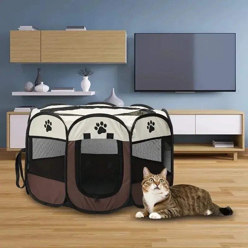 Portable & Foldable Octagonal Pet Playpen Kennel Tent - Easy to Assemble Outdoor Shelter for Large Dogs and Cats