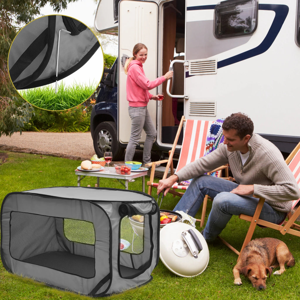 Dog Travel Crate Portable Pop Up Dog Crate with Zipper Mesh Door Foldable Small Dog Seat Kennel for Indoor Outdoor Puppy Cat
