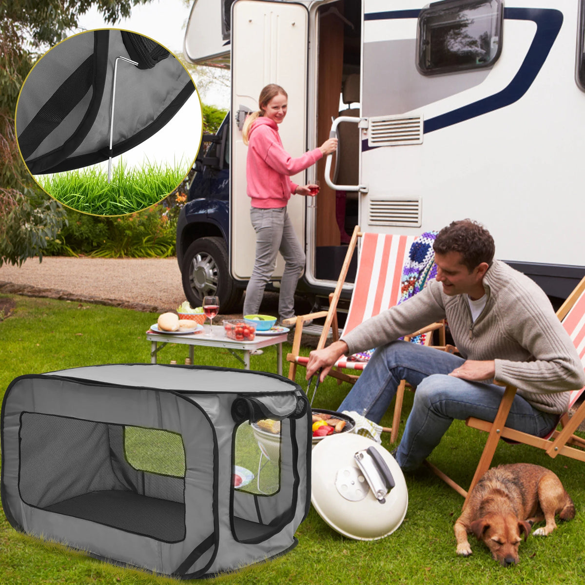Dog Travel Crate Portable Pop Up Dog Crate with Zipper Mesh Door Foldable Small Dog Seat Kennel for Indoor Outdoor Puppy Cat