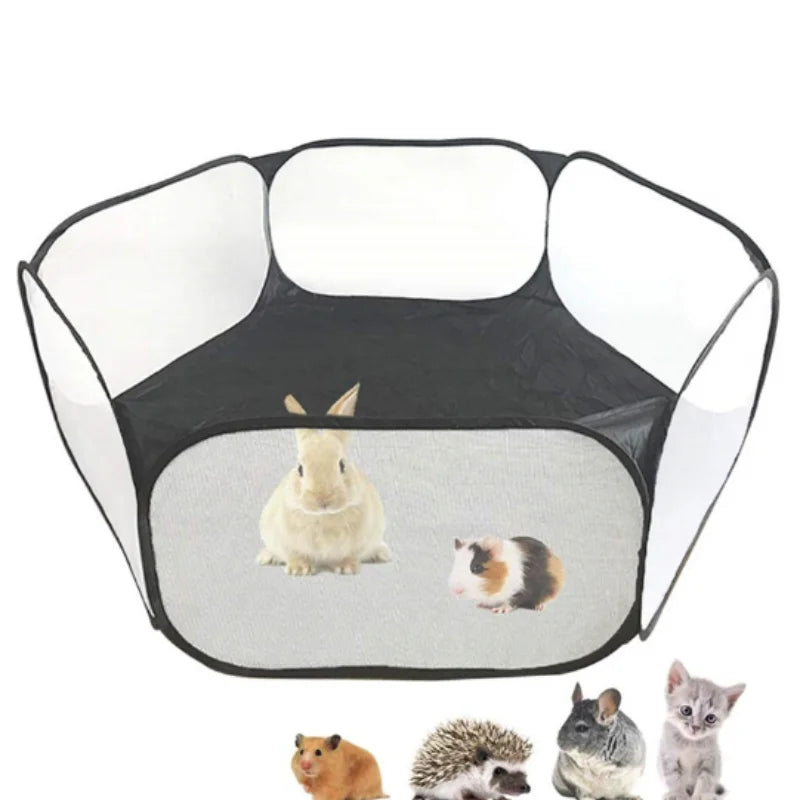 Portable Small Pet Cage Transparent Hedgehog Cage Tent Pet Playpen Open Folding Yard Fence For Dog Hamster Rabbit Guinea Pig