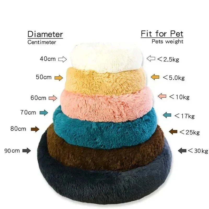 Cozy Washable Round Pet Bed for Cats and Dogs, Soft Plush Sofa, Suitable for Small to Large Breeds, Warm Winter Basket